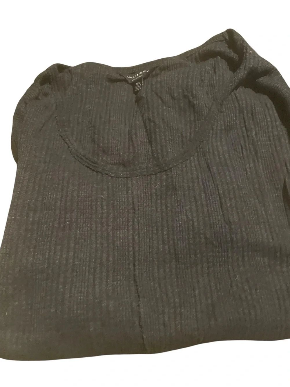 Lucky Brand size medium Ribbed Black Scoop Neck Top